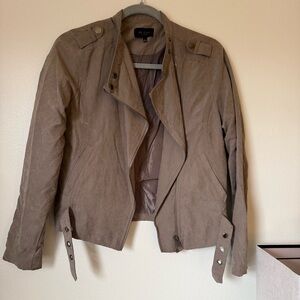 BE COOL Taupe Brown Suede Moto Jacket